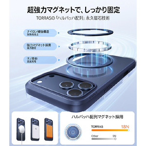 TORRAS iPhone17 Pro用複合素材PC+TPUケース TORRAS OSTAND PRO ミドナイトブルー X00FX2927-イメージ5