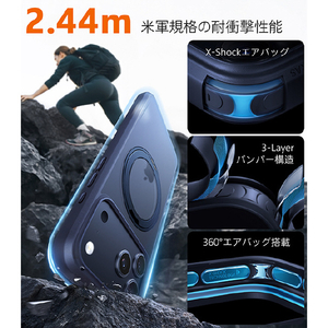 TORRAS iPhone17 Pro用複合素材PC+TPUケース TORRAS OSTAND PRO ミドナイトブルー X00FX2927-イメージ6