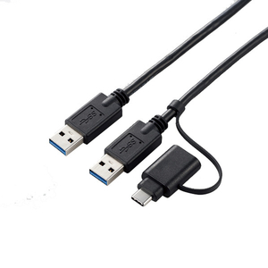 エレコム Type-C変換アダプタ付きリンクケーブル(USB3．0) ブラック UC-TV6BK-イメージ1