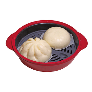TO－PLAN レンジで焼ケ～ル(深型) 蒸しプレート付き ワインレッド TKSM-34-イメージ6