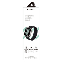 トリニティ Apple Watch 49mm / 46mm / 45mm / 44mm / 42mm用 マグネットシリコンバンド ツイルパターン ブラック TR-AW26L-ABMST-NV