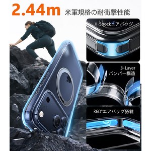 TORRAS iPhone17 Pro Max用 アクリル樹脂+TPUケース TORRAS OSTAND PRO クリア X00FX2924-イメージ6