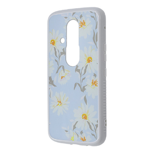 レイアウト らくらくスマートフォン F-53E用Like standard 花柄 衝撃吸収 バンパー ハイブリッドケース 花柄×ブルー RT-FRS24IMD1/FA-イメージ1