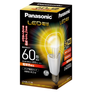 パナソニック LED電球 E26口金 全光束810lm(8．2W一般電球タイプ) 電球色相当 LDA8LCW-イメージ1