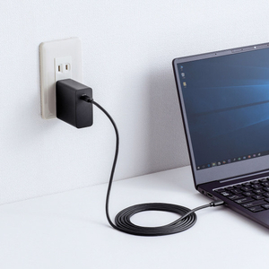 サンワサプライ USB PD対応AC充電器(PD65W・Type-Cケーブル付き) ACA-PD91BK-イメージ2