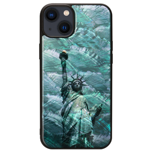 ikins iPhone 14 Plus用天然貝ケース 名所シリーズ 自由の女神 I23598I14M-イメージ1