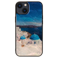 ikins iPhone 14 Plus用天然貝ケース 名所シリーズ サントリーニ島 I23599I14M