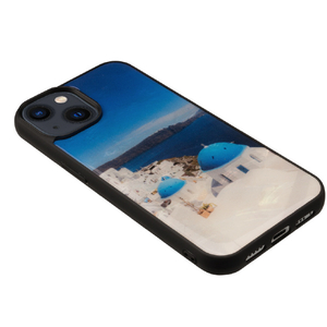 ikins iPhone 14 Plus用天然貝ケース 名所シリーズ サントリーニ島 I23599I14M-イメージ2