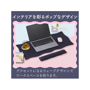 エレコム デスクマット マウス対応 ウェーブ 大型 ネイビー FCD687F-MP-UKDM01NV-イメージ3