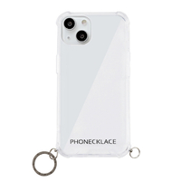 PHONECKLACE iPhone 13用ストラップ用リング付きクリアケース ガンブラックチャーム ガンブラックチャーム PN21600I13BK