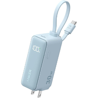 Anker モバイルバッテリー Anker Power Bank (30W, Fusion, Built-In USB-C ケーブル) ブルー A1636N31