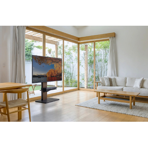 朝日木材 24～55V型対応壁寄せテレビスタンド 首振り機能付き/自立タイプ ダークブラウン木目&ブラック木目 WS-J600-BK-イメージ10
