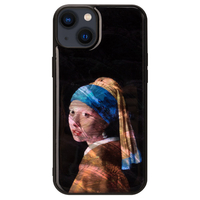 ikins iPhone 14 Plus用天然貝ケース 名画シリーズ 真珠の耳飾りの少女 I23602I14M