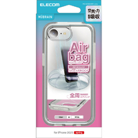 エレコム iPhone 16e用MUBRAIN ハイブリッドケース 全周エアバッグ ホワイト×クリア PM-A25SHVAIR2WH
