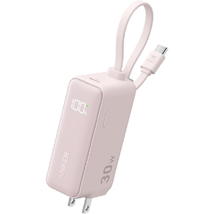 Anker モバイルバッテリー Anker Power Bank (30W, Fusion, Built-In USB-C ケーブル) ピンク A1636N51 Anker モバイルバッテリー Anker Power Bank (30W, Fusion, Built-In USB-C ケーブル) ピンク A1636N51