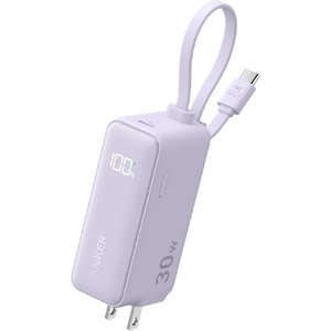 Anker モバイルバッテリー Anker Power Bank (30W, Fusion, Built-In USB-C ケーブル) パープル A1636NV1 Anker モバイルバッテリー Anker Power Bank (30W, Fusion, Built-In USB-C ケーブル) パープル A1636NV1