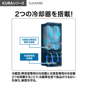 AQUA 【フレンチドア】508L 6ドア冷蔵庫 KURAシリーズ エボニーブラック AQR-UXA51B(K)-イメージ5