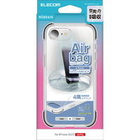 エレコム iPhone 16e用MUBRAIN ハイブリッドケース エアバッグ メタルステッカー付 クリア×クリア PM-A25SHVAIRCR