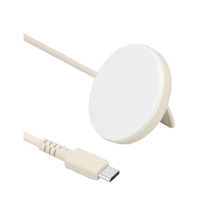 MOTTERU Qi2対応 マグネット式ワイヤレス充電器 スタンド付き ケーブルバンド付属 アーモンドミルク MOT-QI15W02-AM-イメージ1
