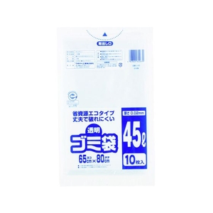 ワタナベ工業 透明ゴミ袋(再生原料タイプ)45L (10枚入) 45L FC635JM-4050517-イメージ1