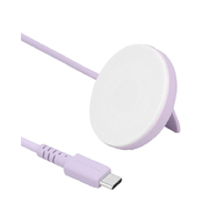 MOTTERU Qi2対応 マグネット式ワイヤレス充電器 スタンド付き ケーブルバンド付属 ペールアイリス MOT-QI15W02-PU