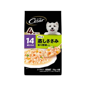 マースジャパン シーザー 14歳からの ごろっと蒸しささみ 彩り野菜入り 70g×4袋 FC073RK-イメージ1