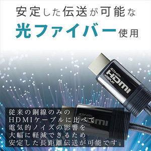 ホーリック 光ファイバー HDMIケーブル メッシュタイプ 75m グレー HH750-607GY-イメージ2