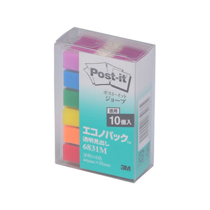 3M ポスト・イット フィルム 透明見出し エコノパック 44×10mm 6色 60冊 F806082-6831M-イメージ1