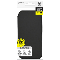 エアージェイ iPhone 16用MAGSAFE対応スリム手帳型ケース ブラック AC-P24-PMB BK