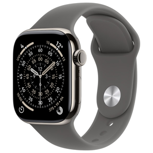 Apple Apple Watch Series 11(GPS + Cellularモデル)- 42mm Apple Watch Series 11 ナチュラルチタニウムケースとストーングレイスポーツバンド - M/L MF8N4J/A-イメージ1