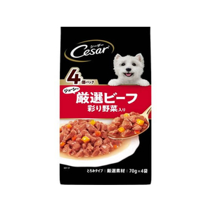 マースジャパン シーザー ジューシー厳選ビーフ入り 彩り野菜入り 70g×4袋 FC076RK-イメージ1