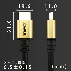 ホーリック ウルトラハイスピードHDMIケーブル 2m ゴールド HDM20-610GD-イメージ6