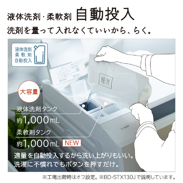 日立 【左開き】12．0kgドラム式洗濯乾燥機 ビッグドラム ホワイト BD-SX120JL W 0kg 左開き ナイアガラ洗浄