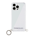 PHONECKLACE iPhone 13 Pro用ストラップ用リング付きクリアケース ガンブラックチャーム ガンブラックチャーム PN21612I13PBK