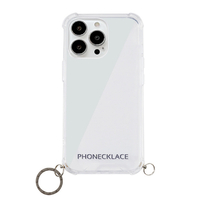 PHONECKLACE iPhone 13 Pro用ストラップ用リング付きクリアケース ガンブラックチャーム ガンブラックチャーム PN21612I13PBK