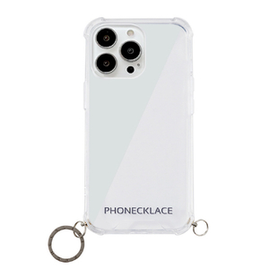 PHONECKLACE iPhone 13 Pro用ストラップ用リング付きクリアケース ガンブラックチャーム ガンブラックチャーム PN21612I13PBK-イメージ1
