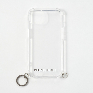 PHONECKLACE iPhone 13 Pro用ストラップ用リング付きクリアケース ガンブラックチャーム ガンブラックチャーム PN21612I13PBK-イメージ2