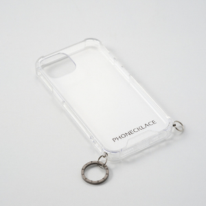 PHONECKLACE iPhone 13 Pro用ストラップ用リング付きクリアケース ガンブラックチャーム ガンブラックチャーム PN21612I13PBK-イメージ4