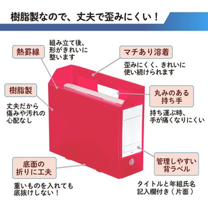 プラス 年組氏名スクール PPボックスファイル A4 レッド FCP4239-79893/FL-199SF-イメージ3