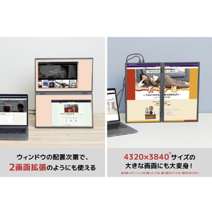 サンコー 15．6in デュアルディスプレイ 4Kモデル ブラック PUHD26HBK-イメージ8