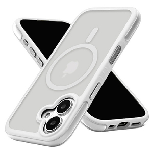 ラスタバナナ iPhone 16用AIR-C ハイブリッドケース TPU×PC 衝撃吸収 エアクッション付き MAGSAFE対応 ホワイト 8128IP461HPMWH-イメージ1