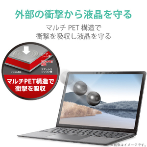 エレコム Surface Laptop 5/4/3/2/1  13.5インチ 用フィルム(高光沢/衝撃吸収) EF-MSL4FLFPAGN-イメージ4
