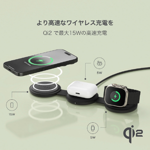 SATECHI OntheGo(TM) 3-in-1 ワイヤレスチャージャー SATECHI (サンド) PST-QTG31W-イメージ3