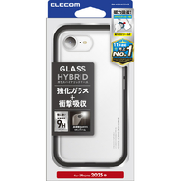 エレコム iPhone 16e用ハイブリッドガラスケース スタンダート メタルステッカー付 クリア PM-A25SHVCG1CR