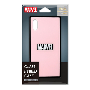 PGA iPhone XS/X用ガラスハイブリッドケース MARVEL ロゴ/ピンク PG-DCS613PK-イメージ1
