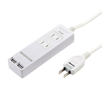 サンワサプライ USBシャッター付きタップ(2P・2個口・3m) ホワイト TAP-B110USH-3W