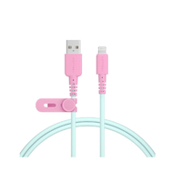 MOTTERU バイカラーシリコン USB-A to Lighningケーブル(1．0m) ミントフラミンゴ MOT-BCAL100-MF