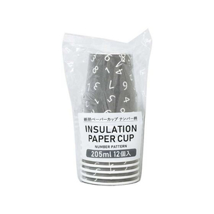 まるき 断熱ペーパーカップナンバー柄 205mL 12個 FC157YP-イメージ1