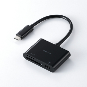 エレコム USB Type-C接続ケーブル付きメモリーカードリーダー(USB PD対応) ブラック MR3C-C20PBK-イメージ2