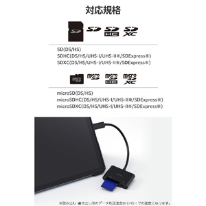 エレコム USB Type-C接続ケーブル付きメモリーカードリーダー(USB PD対応) ブラック MR3C-C20PBK-イメージ9